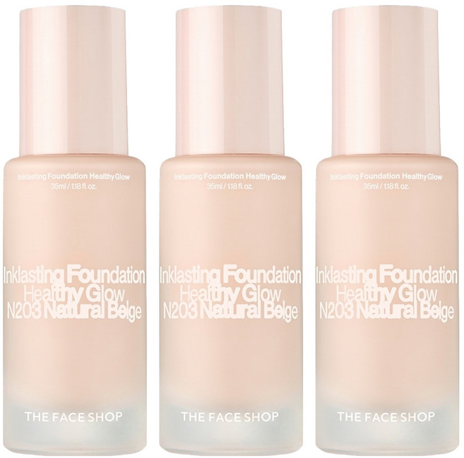 [비건라이프] 더페이스샵 잉크래스팅 파운데이션 헬시글로우, N203내추럴베이지, 3개