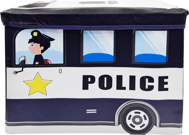 卡通玩具收納箱, 藏青色警車, 1個