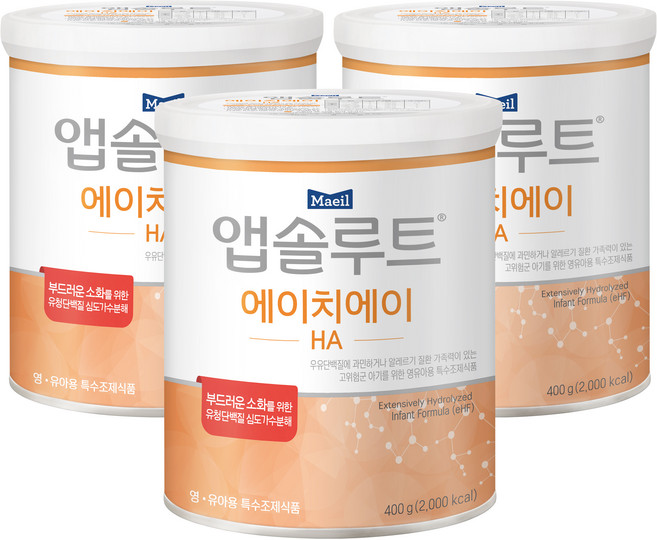 앱솔루트 에이치에이 분유, 400g, 3개