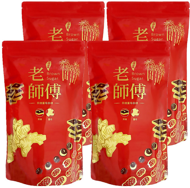 老師傅 黑糖玫瑰四物茶磚, 45g, 11包, 4袋