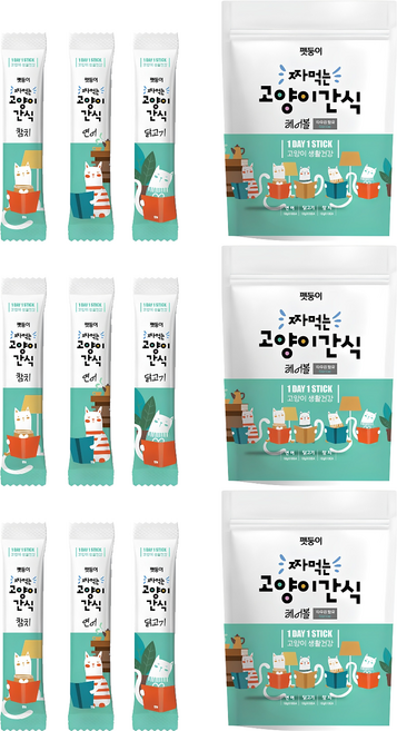 펫둥이 짜먹는 고양이 간식, 혼합맛(참치/연어/닭고기), 360g, 3개