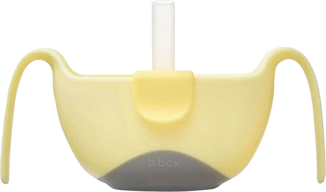 b.box Multi 嬰兒輔食碗組 點心防漏蓋 柔軟橡膠材質, 香蕉黃, 1組