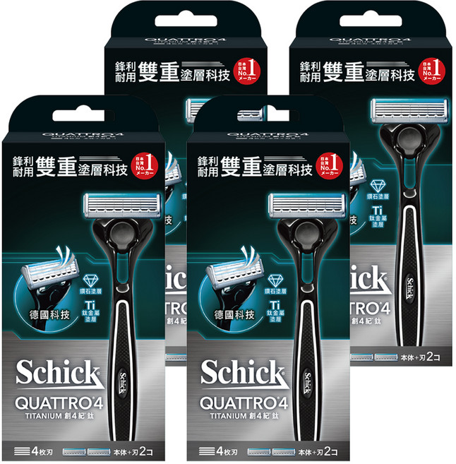 Schick 舒適牌 創4紀鈦型男刮鬍刀架, 1組, 4組