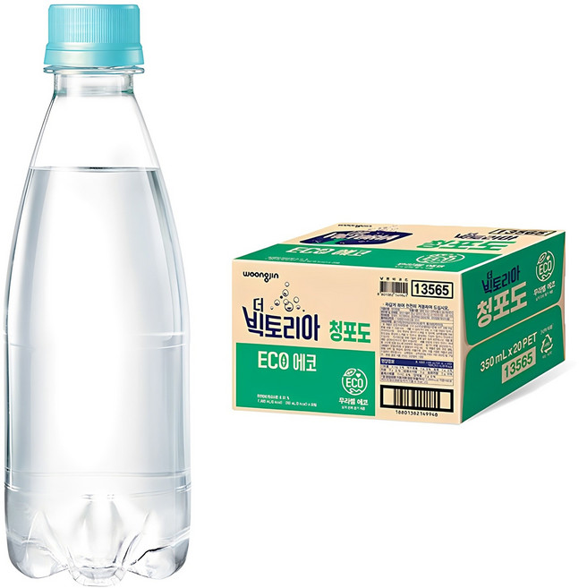 웅진빅토리아 에코 탄산음료 청포도 무라벨, 350ml, 20개