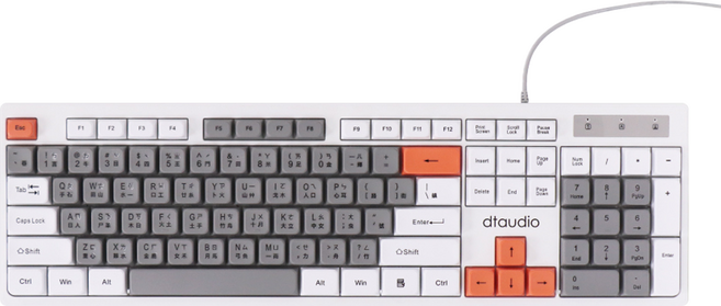 DTAudio 有線靜音鍵盤, 製造商軸, DTA-CK300-T, 白色 + 灰色 + 紅色