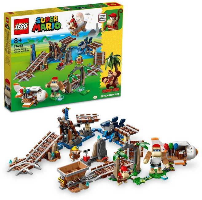 LEGO 樂高 71425 超級瑪利歐擴充組 適合8歲以上兒童, 狄狄剛的採礦車之旅 咖啡色, 1盒