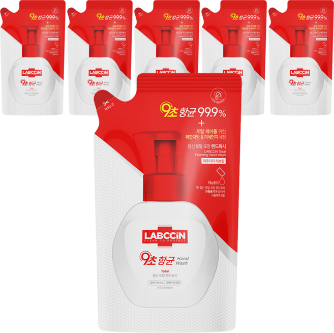 랩신 토탈 포밍 핸드워시 파우더리허브향 리필, 450ml, 6개