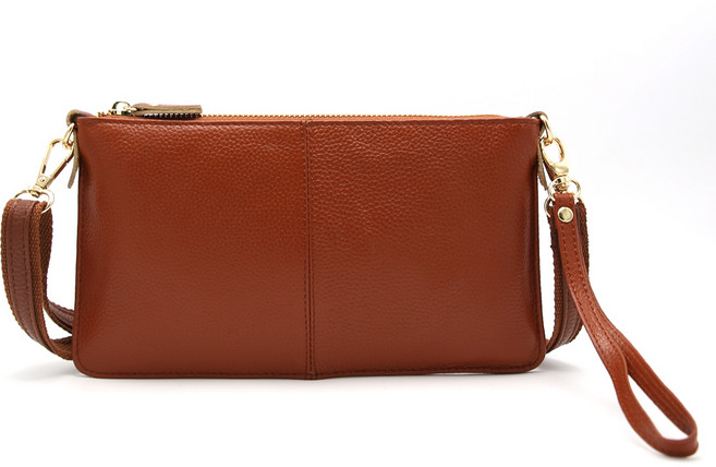 Lulubag牛皮旅行斜背包 + 配件, 棕色 + 隨機出貨