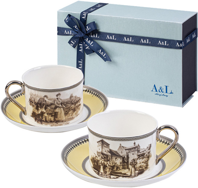 A&L 骨瓷咖啡對杯禮盒組, 永恆年代, 1組