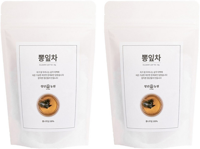 청년농원 저온가공 뽕잎차 삼각티백, 1g, 50개입, 2개