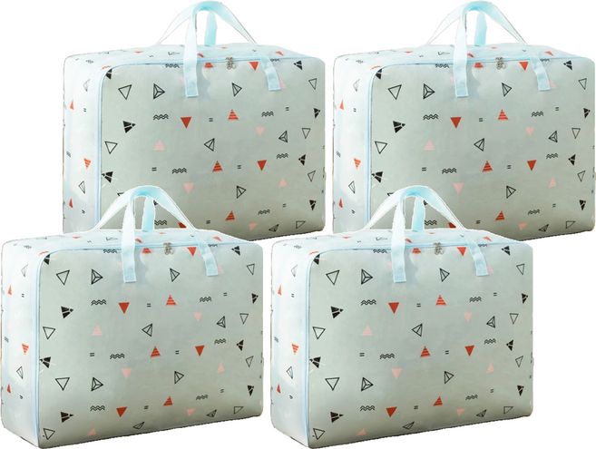 葉子小舖 牛津布收納袋, 藍三角, 4個
