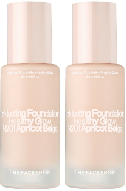 [비건라이프] 더페이스샵 잉크래스팅 파운데이션 헬시글로우, N201애프리콧베이지, 2개