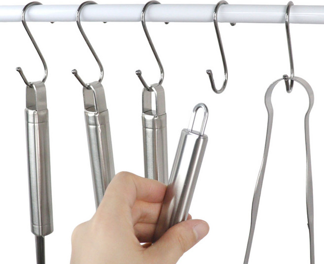 리빙홈디테일 다용도 스테인레스 S자 고리 소, 실버, 10개