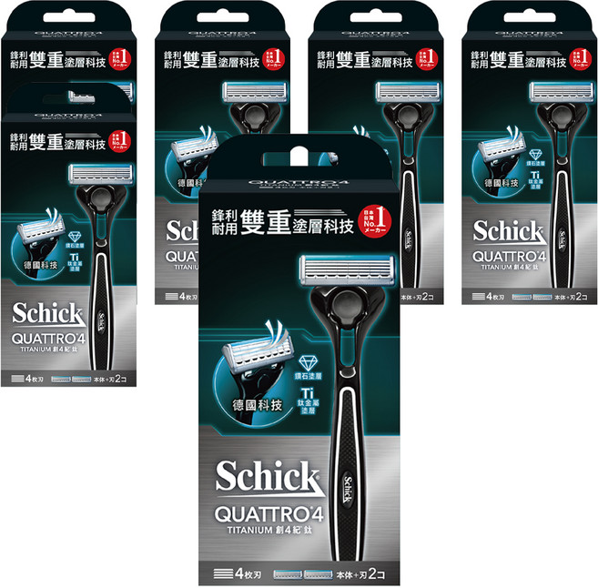 Schick 舒適牌 創4紀鈦型男刮鬍刀架, 1組, 6組