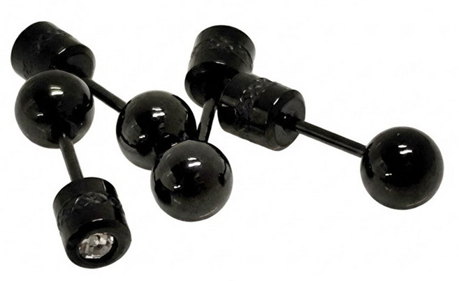 Brilliant Beauty 耀眼美人 耀眼黑色小珠鈦閃耀/鈦鋼後鋯石鎖式耳環