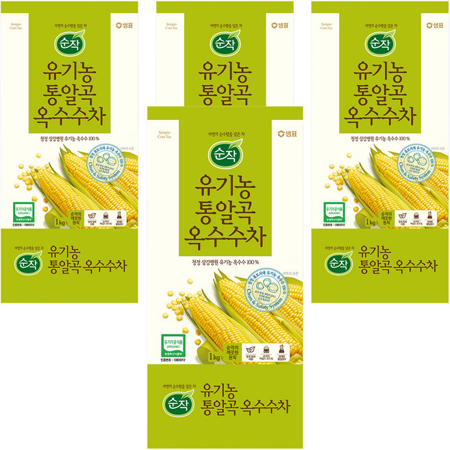 순작 유기농 통알곡 옥수수차, 1kg, 1개입, 4개