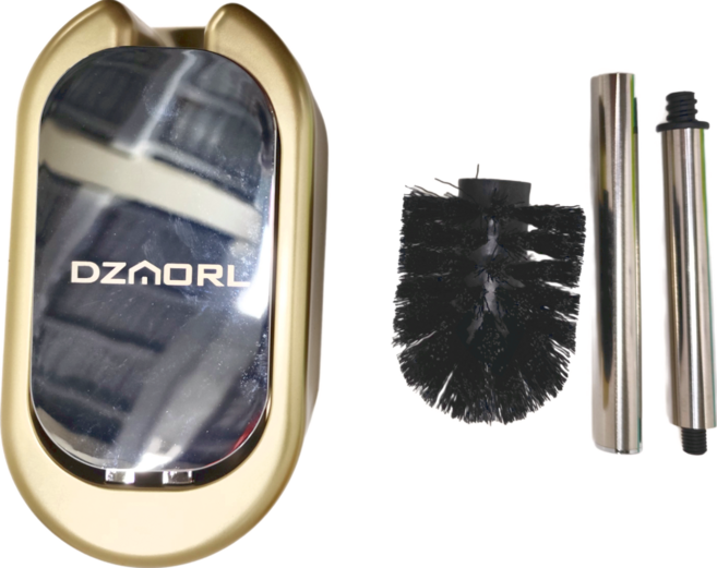 Dzmorl 無痕壁掛馬桶刷 + 收納盒, 金色, 1組
