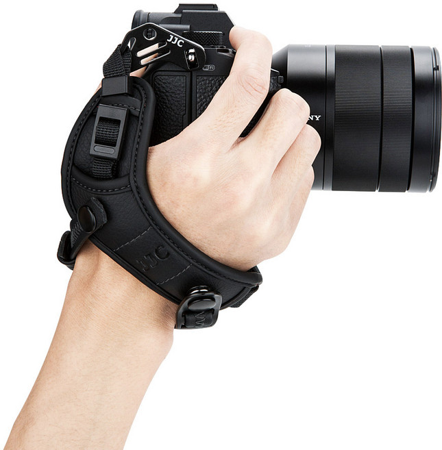 JJC 퀵릴리즈 카메라 가죽 손목 핸드스트랩, HS-ML1M 블랙, 1개