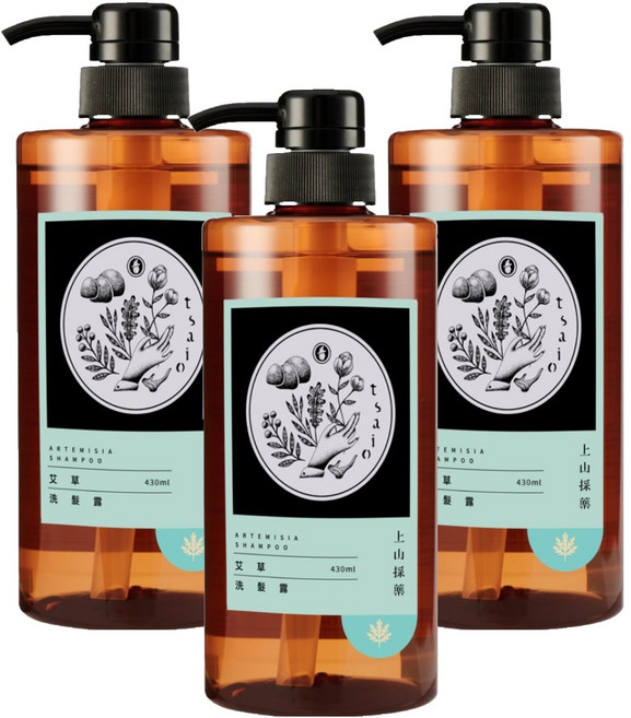 tsaio 上山採藥 艾草洗髮露, 430ml, 3瓶