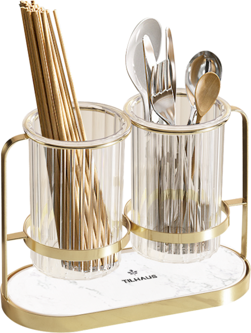 틸하우스 모던 2구 규조토 물빠짐 수저통, 화이트, 1개