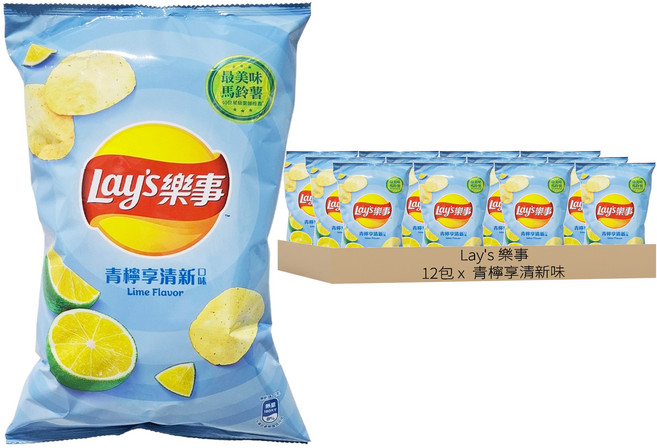 Lay's 樂事 洋芋片 青檸享清新口味, 85g, 12包