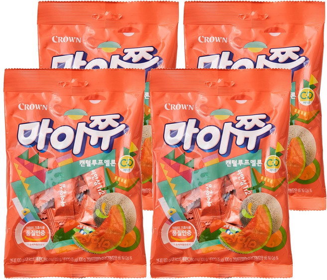 크라운 마이쮸 필로우 캔털루프멜론, 100g, 4개
