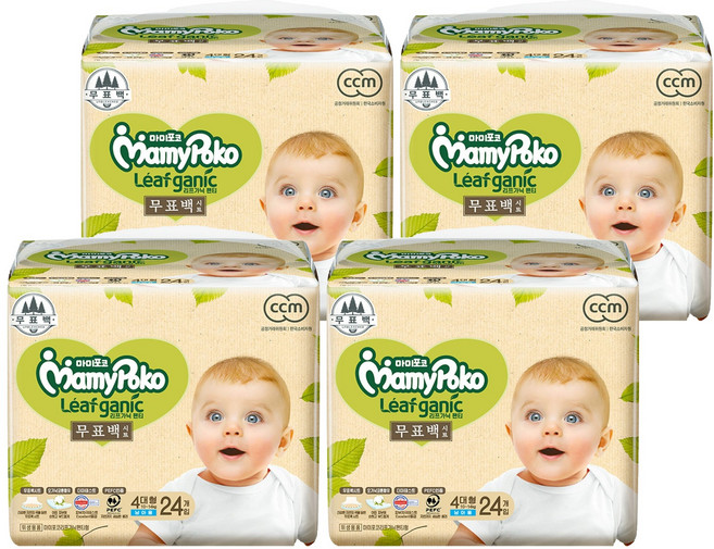 마미포코 리프가닉 무표백 팬티형 기저귀 남아용, 4단계, 96매