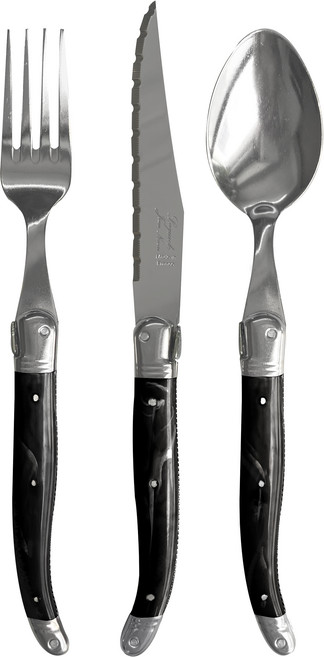 장네론 라귀올 커트러리 1인 세트, 마블블랙, 스푼1p + 포크1p + 나이프1p, 1세트