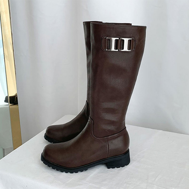 어바웃슈 몰하 안감 기모 버클 롱 부츠