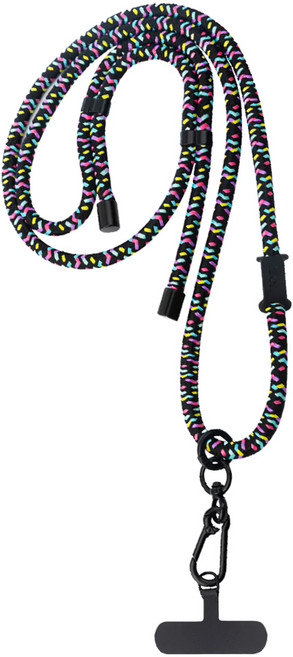 TOTU 拓途 LS-1系列 多功能編織手機掛繩 + 夾片組 背帶/頸掛/腕掛 適用於iPhone/安卓手機 80cm可調, 黑彩, 1組