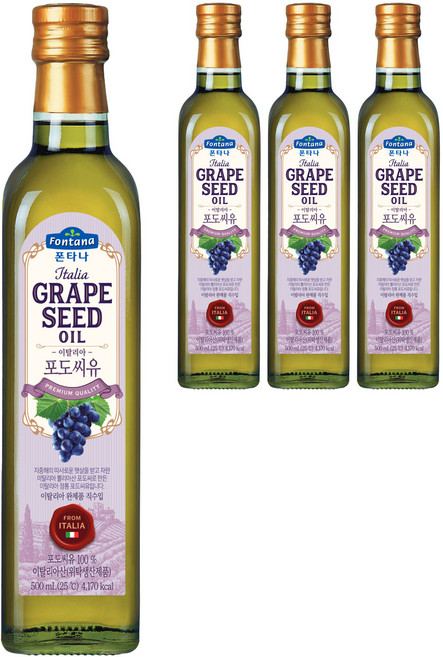 폰타나 이탈리아 포도씨유 마라스카, 500ml, 4개