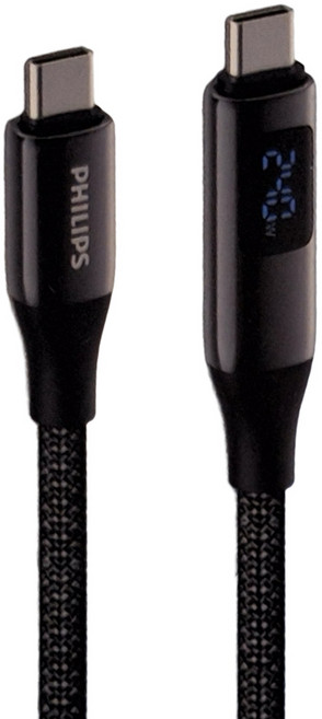 PHILIPS 飛利浦 USB-C - USB-C 240W PD USB3.1 編織快充線, 125cm, 黑色 編織線 PHILIPS, 1條