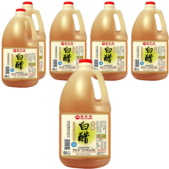 萬家香 珍釀白醋 100%純釀造 絕不使用冰醋酸 不添加人工調味料, 3.75L, 6瓶