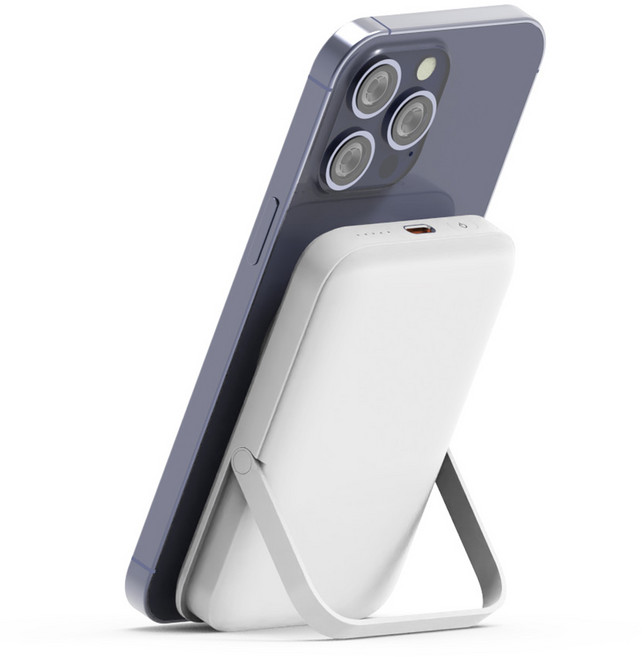 로랜텍 스탠드 고속 무선충전 맥세이프 보조배터리 10000mAh, WS-T159P, 화이트