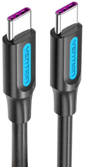 Vention 威迅 COT系列 Type-C to Type-C 100W 5A傳輸充電線 1.5M PVC, Black, 1條