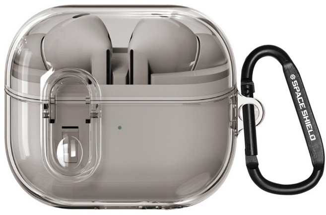 SPACE SHIELD Galaxy Buds3 Pro / Buds3 相容 TPU 卡扣鎖 透明 鑰匙圈 保護殼, 1個, 透明黑, 單一商品