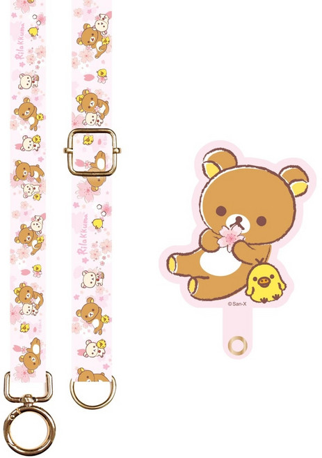 Rilakkuma 拉拉熊 多功能手機夾片掛繩 GRL-005, 櫻花粉, 1組