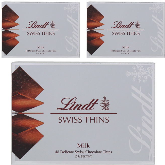 Lindt 瑞士蓮 薄片牛奶巧克力, 3盒, 125g