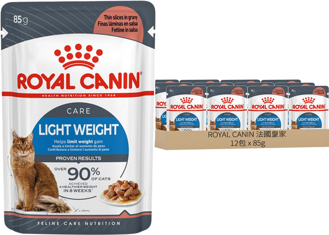 ROYAL CANIN 法國皇家 成貓 體重控制貓專用濕糧L40W, 肉 + 穀物, 85g, 12包