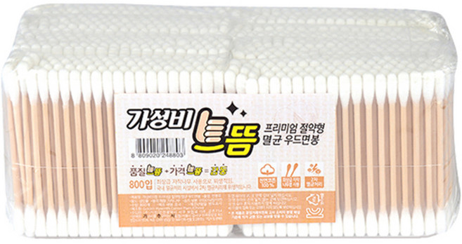 가성비으뜸 프리미엄 절약형 멸균 우드 면봉, 100개입, 8개