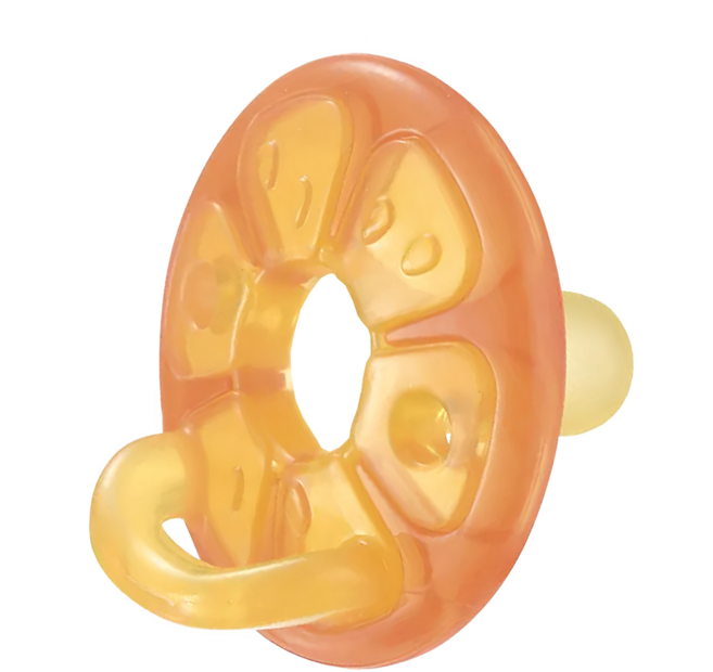 Richell 利其爾 矽膠安撫奶嘴 一體成型 附收納盒 可愛造型, 0~3個月, 橘子, 1個