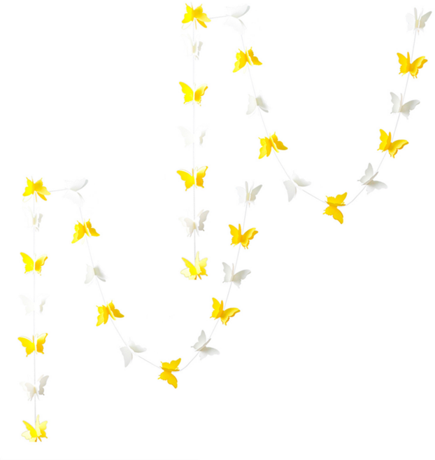 PARTYSHOW 大型蝴蝶拉旗, 黃色, 2個