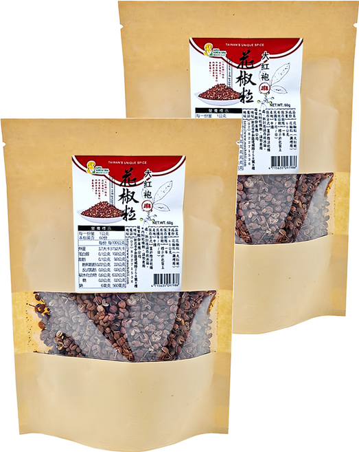 超賀 大紅袍 花椒粒 色澤鮮豔 香氣濃郁 適合滷湯 醃製食品和燉肉, 60g, 2包
