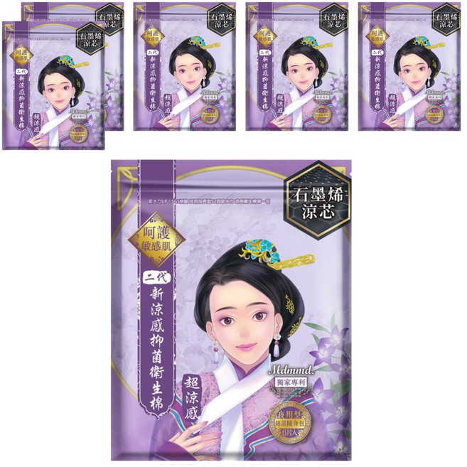 Mdmmd. 明洞國際 後宮二代系列 石墨烯超涼感抑菌衛生棉, 夜用型(33cm), 6片, 6包