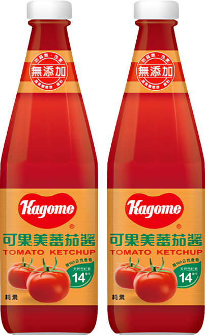 KAGOME 可果美 蕃茄醬 玻璃罐, 340g, 2瓶
