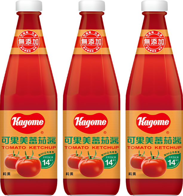 KAGOME 可果美 蕃茄醬 玻璃罐, 340g, 3瓶