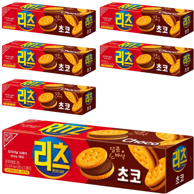 리츠 샌드위치 크래커 초코, 77g, 6개