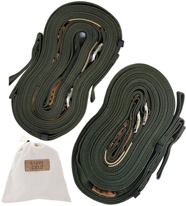 스톤콜드 캠핑타프 웨빙스트랩 메인 2p + 파우치, 카키