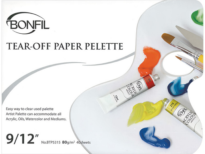 EBTP5315 BONFIL 無孔紙調色盤 L(300 x 230mm), 無間格, 40張