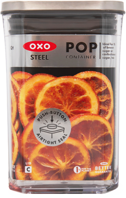 OXO 不鏽鋼按壓保鮮盒, 1組, 容器 + 蓋子